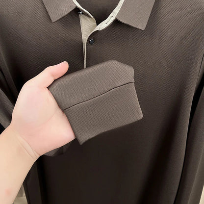 Autumn Hot Sales New Men's Polo Shirt High Quality Lapel Exquisite Print Long Sleeve T-Shirt Wrinkle Resistant Business Menswear