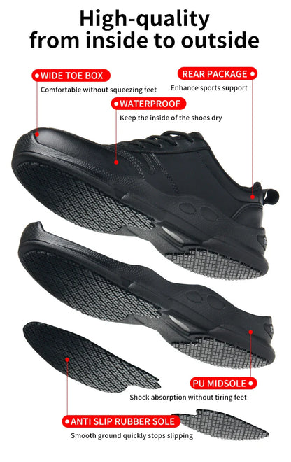 Chef's shoes, anti slip and oil resistant casual shoes, anti slip restaurant work shoes