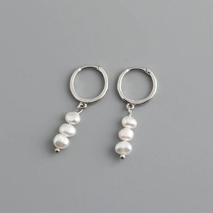 Genuine 925 Sterling Silver Natural Freshwater Baroque  Pearl Unusual Earrings for Women Chic Charming Goth Jewelry 2021