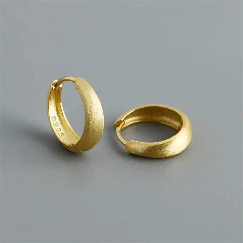 925 Sterling Silver Simple Statement Matte Large Huggies Hoop Earrings for Men Women Fine Gothic Punk Charms S925 Jewelry