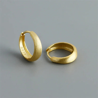 925 Sterling Silver Simple Statement Matte Large Huggies Hoop Earrings for Men Women Fine Gothic Punk Charms S925 Jewelry