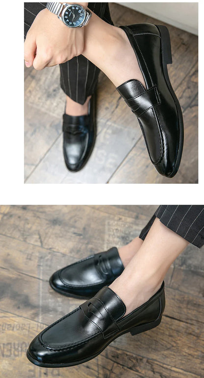 Men Casual Leather Shoes Dress Leather Loafers Men Classic Casual Business Shoes Trend Formal Party Social Leather Shoes Male