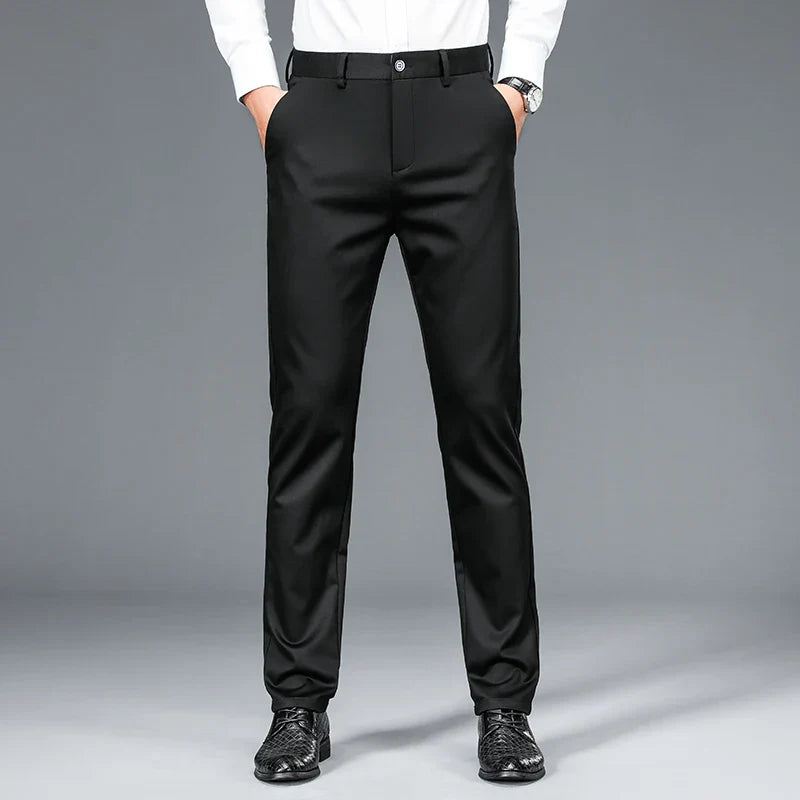 Business Formal Mens Casual Pants Autumn Winter Fashion Anti-wrinkle Straight Stretch Trousers Male Office Classic Suit Pants