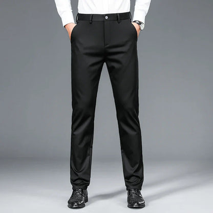 Business Formal Mens Casual Pants Autumn Winter Fashion Anti-wrinkle Straight Stretch Trousers Male Office Classic Suit Pants