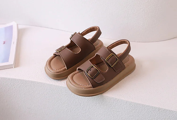 Kids Sandal 2024 New Summer Sandals for Boy Fashion Girls Thick Bottom Causal Sandals Children Beach Shoes Open-toe Hook Loop