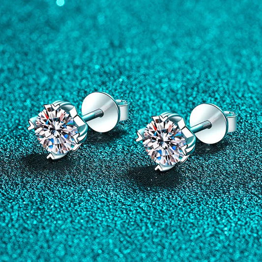 0.5-2CT Certified Real Moissanite Stud Earrings for Women Sparkling Luxury Wedding Party Jewelry Sterling Silver 925 GRA