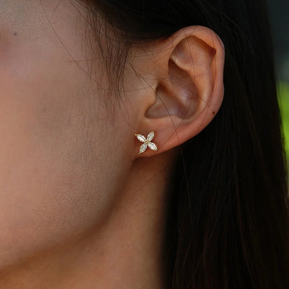 D VVS1 Round Moissanite Stud Earrings for Women Man 4 Stones Classic s925 Sterling Silver Earring with GRA Gift Jewelry