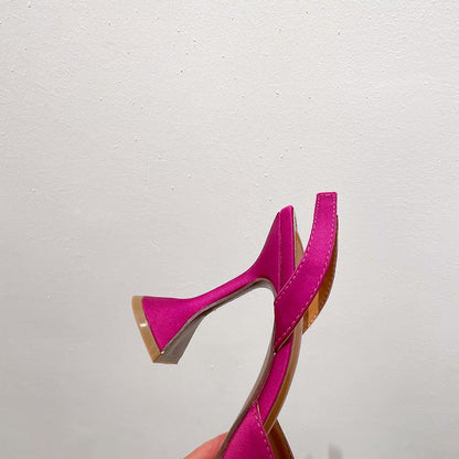 Aneikeh Marca Feminina Salto Alto de Seda Luxuoso Salto Alto com Laço de Borboleta de Cristal Sapatos Pontudos de Verão Salto Triângulo Sapatos de Noiva