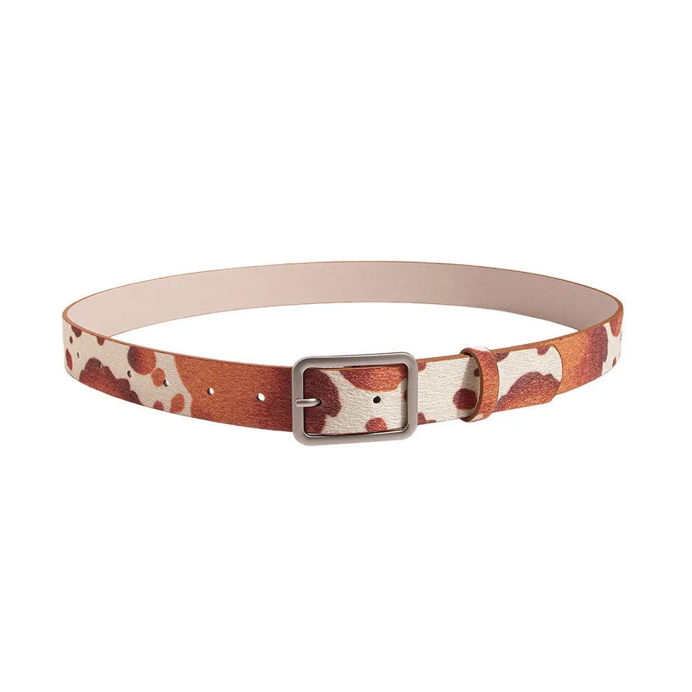 Japanese Style Square Buckle Women Belt with Shine Rhinestone PU Leather Gothic Waist Belts Leopard Punk Waistband