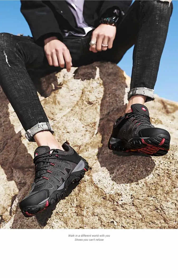 Men's Hiking Shoes Suede Leather Outdoor Shoes Wear-resistant Men Trekking Walking Hunting Tactical Sneakers