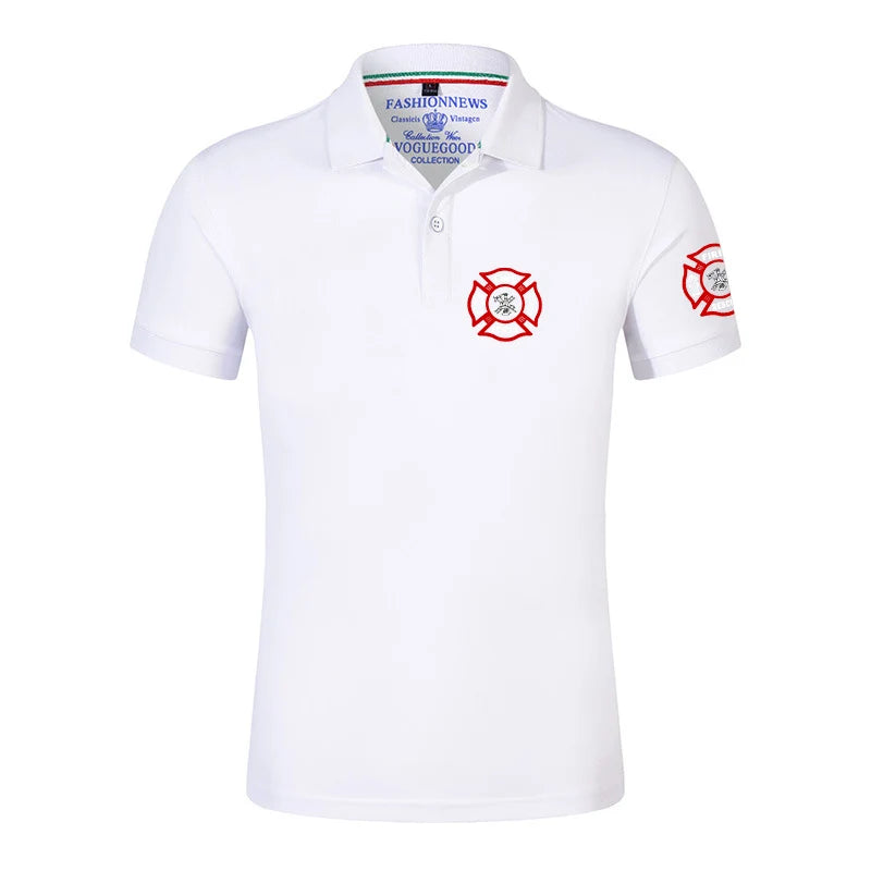 Firefighter Rescue Team Printing Fashion 2023 New Men's Summer Solid Color Short Sleeves Comfortable T-Shirts Polo Shirt Tops