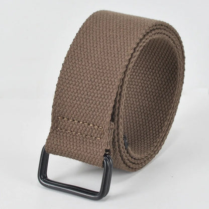 Fashion Free Punch Canvas Belt Cotton Canvas Cloth Fabric Buckle Belt Double Ring Buckle Best Canvas Belts Men's