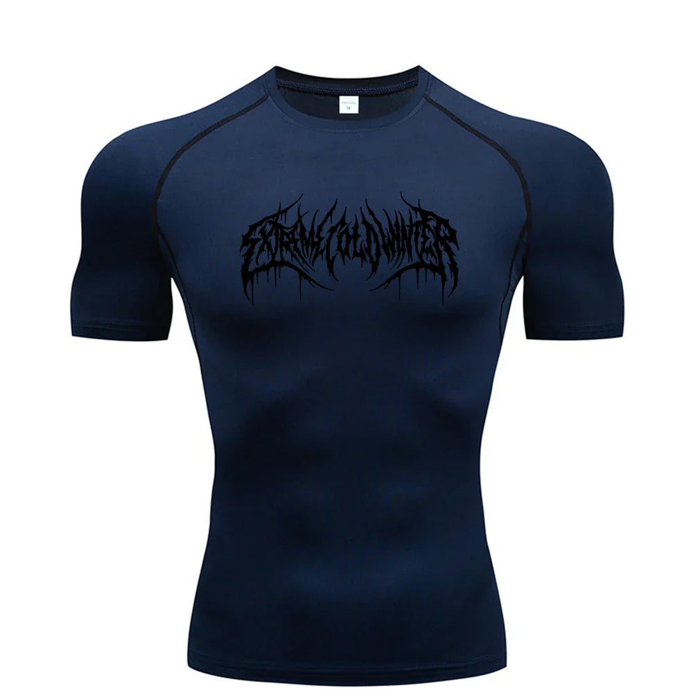 Summer Compression Sweatshirt Short Sleeve Men's Fitness T-Shirt Running Quick-Dry Top Gym Workout Bodybuilding T-Shirt S-3XL
