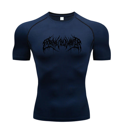 Summer Compression Sweatshirt Short Sleeve Men's Fitness T-Shirt Running Quick-Dry Top Gym Workout Bodybuilding T-Shirt S-3XL