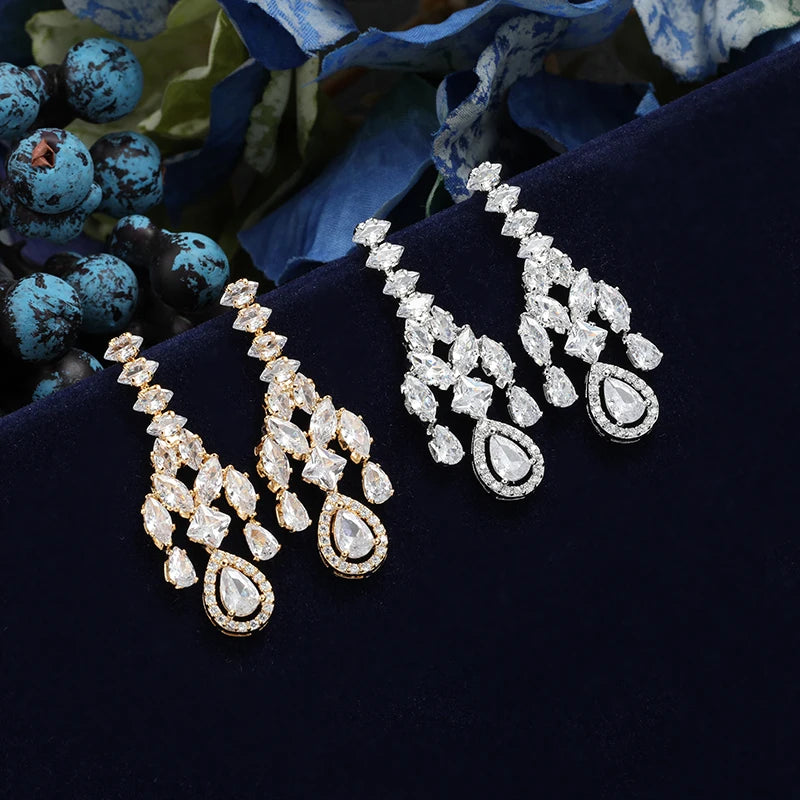 Jewelry Set New Retro Simple Ladies Engagement Wedding Necklace Bracelet Ring Earrings Zircon Set BN8050 Bijoux Mariage
