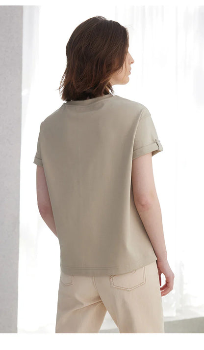 Summer Short Sleeved Clothes Premium Luxury Women's Clothing Combed Cotton Tshirts pima cotton Tee Shirt