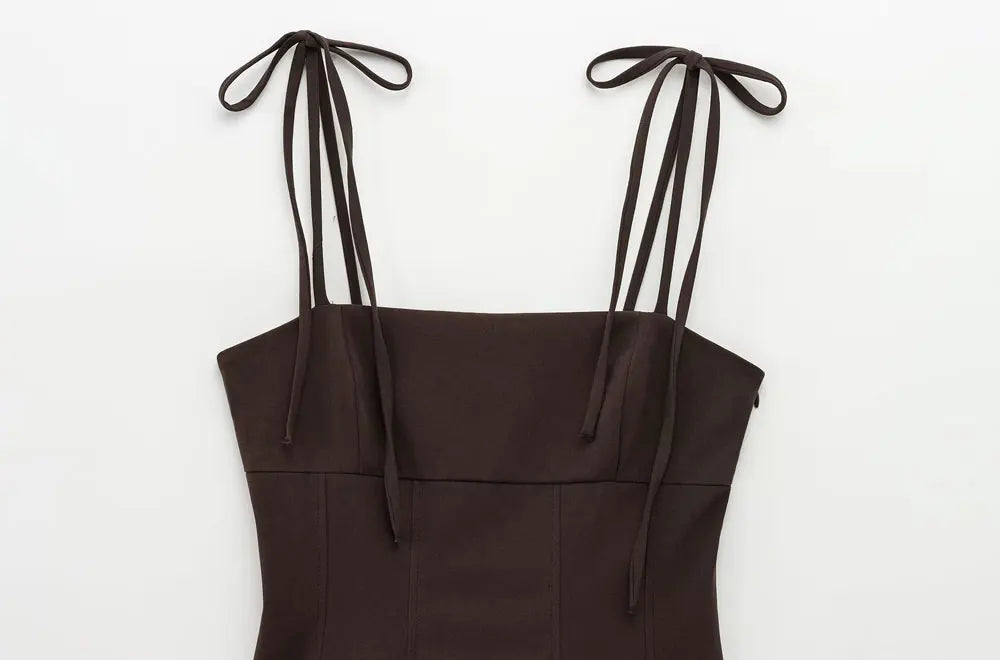 Women's Fashion Tank Top with Bows Straight Neck Thin Straps Female Camis Mujer  Stylish Summer Top