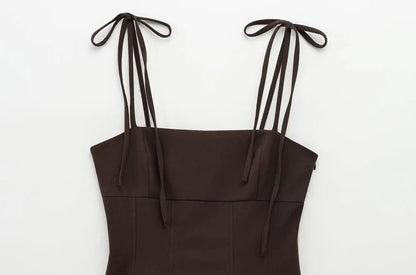 Women's Fashion Tank Top with Bows Straight Neck Thin Straps Female Camis Mujer  Stylish Summer Top