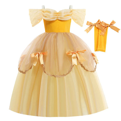 2025 Belle Costume for Girl Carnival Party Princess Dress Children Deluxe Beauty Ball Gown Kids Anna Belle Cosplay Elegant Dress