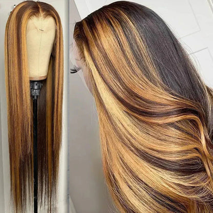 Highlight Wig 13x6 Hd Lace Frontal Wig Natural Hairline PrePlucked 30 Inch 13x4 Honey Blonde Straight Lace Front Wigs Human Hair