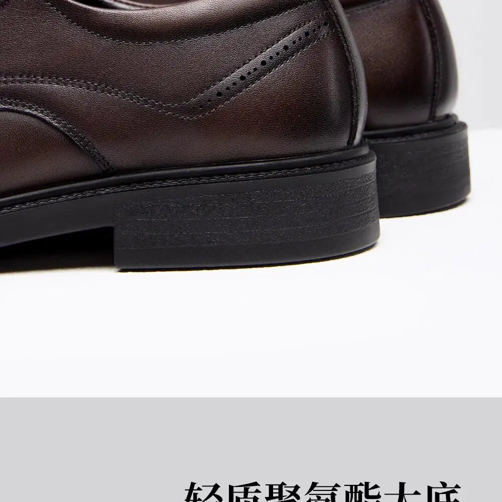 Golden Camel Men's Derby Shoes 2026 Business Casual Soft Sole Leather Shoes Brand Design Soft Soles Non-slip Velvet Warm Loafers