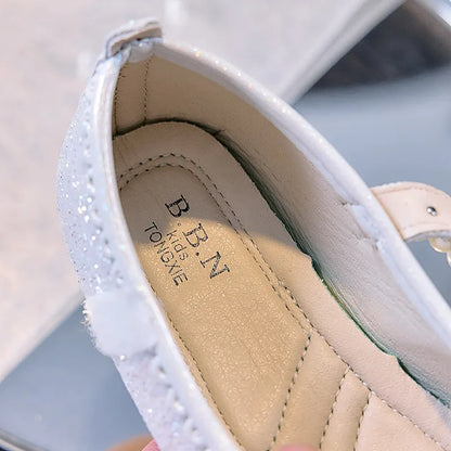 Bowtie Kids Leather Shoe Fashion Causal Sequins Children Causal Wedding Flat Shoes Autumn Girl Princess Shoes