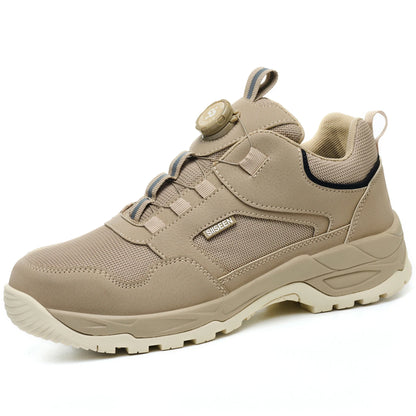 Men's Safety Shoes Steel Toe Anti- Crush Kevlar Rubber Non- Slip Bottom Fashion Button Style Work Shoes
