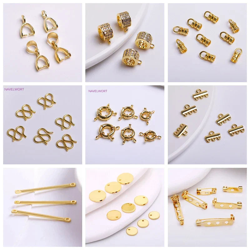 14K Gold Plated Brass Earrings Hooks Round Hoop Earrings,Earring Fixtures,Fasteners For Earrings,DIY Earring Making Accessories