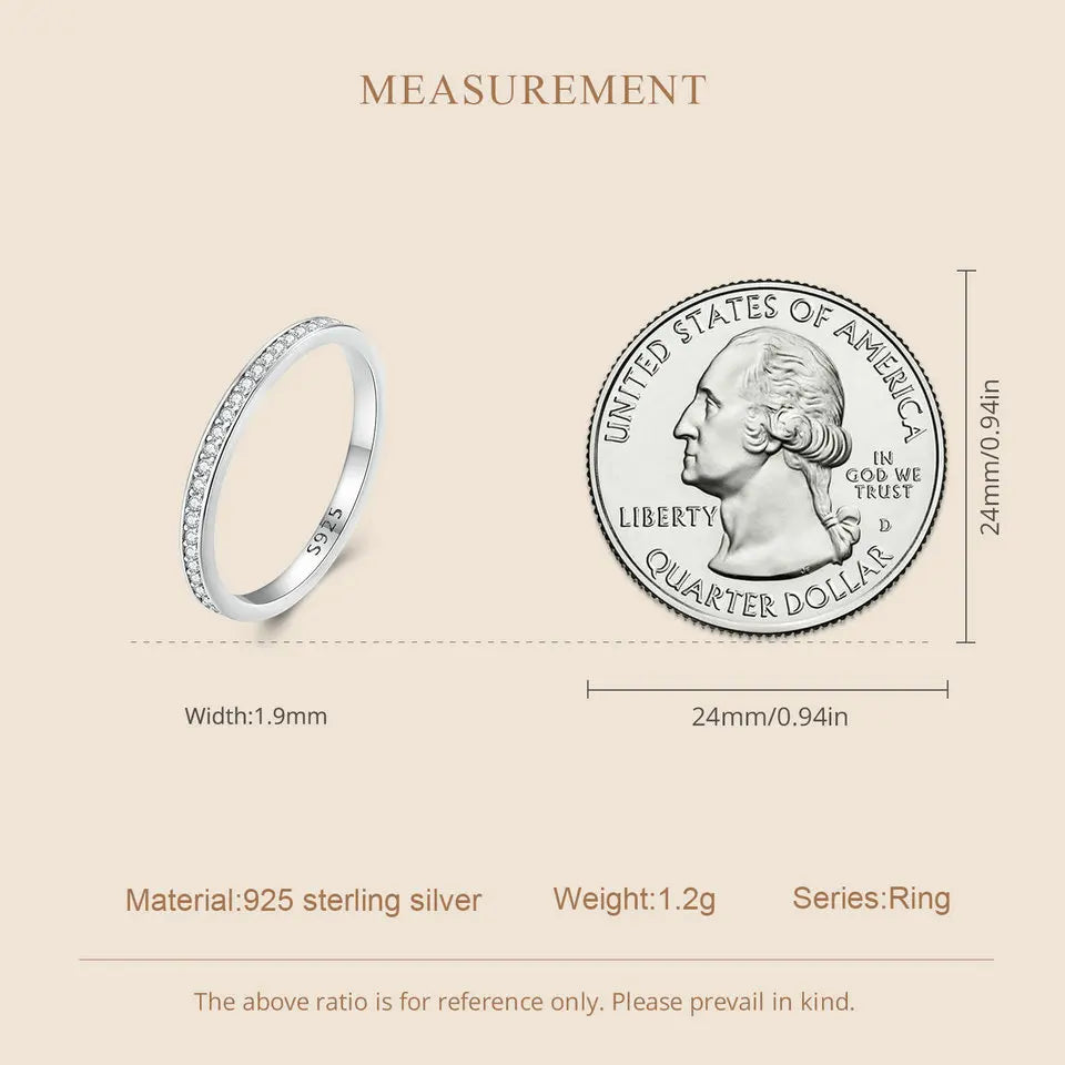 Moissanite Wedding Band 925 Sterling Silver Eternity Rings Platinum Plated Lab Created Diamond Stackable Ring for Women