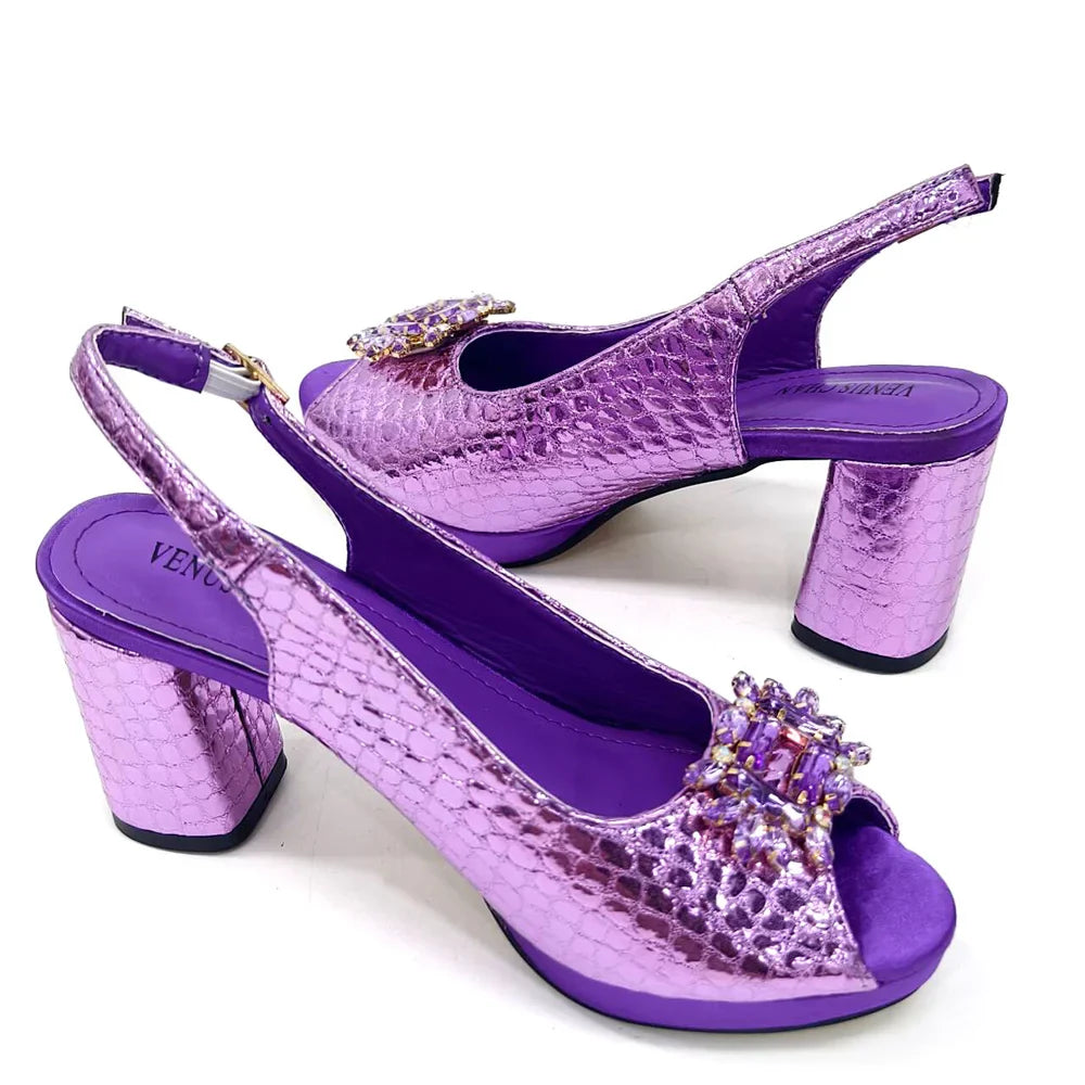Fashion Italian Shoe and Bag Set Designer Women 2024 African Ladies Shoes and Bags Decorated with Rhinestone Wedding Women Pumps