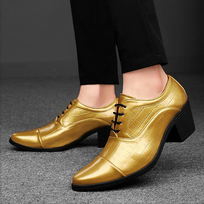 Red High Heels Shoes Man Dress Shoes Luxury Elegant Men's Leather Shoes Big Size 38-46 Pointed Toe Italian Wedding Shoes For Man
