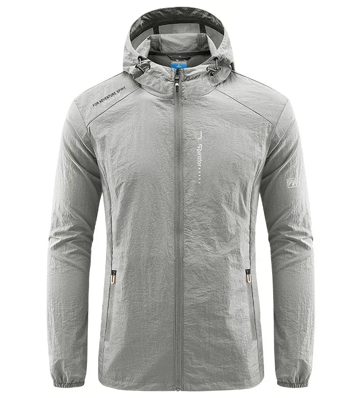Men's UPF 50+ UV Protection Windbreaker Quick Dry Jacket Outdoor Sun-Protective Thin Hiking Fishing Cycling Hooded Sport Light