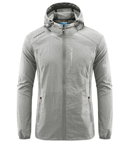 Men's UPF 50+ UV Protection Windbreaker Quick Dry Jacket Outdoor Sun-Protective Thin Hiking Fishing Cycling Hooded Sport Light