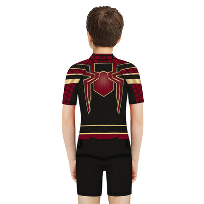 Children One Pieces Swimsuit Superhero 3D Print Playsuit Child Short Sleeve Swimwear Beach Bathing Suit Swim Wear For Boys Girls