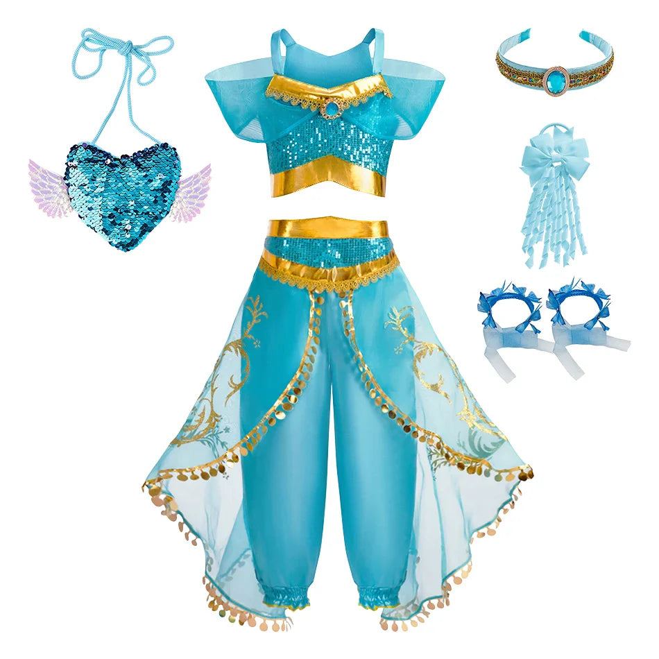 Baby Girl Christmas Party Arabian Costume Girls Aladdin Outfits Child Fancy Dress Sets Kids Halloween Jasmine Princess Dresses