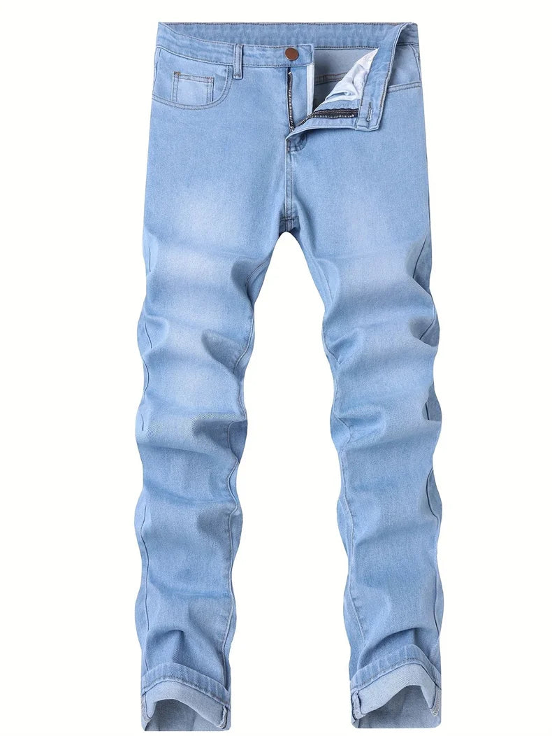 Classic Design 2026 Men's Jeans Light Blue Stretch Skinny Casual Denim Trousers Brand Clothing Streetwear  Fashion Male Pants