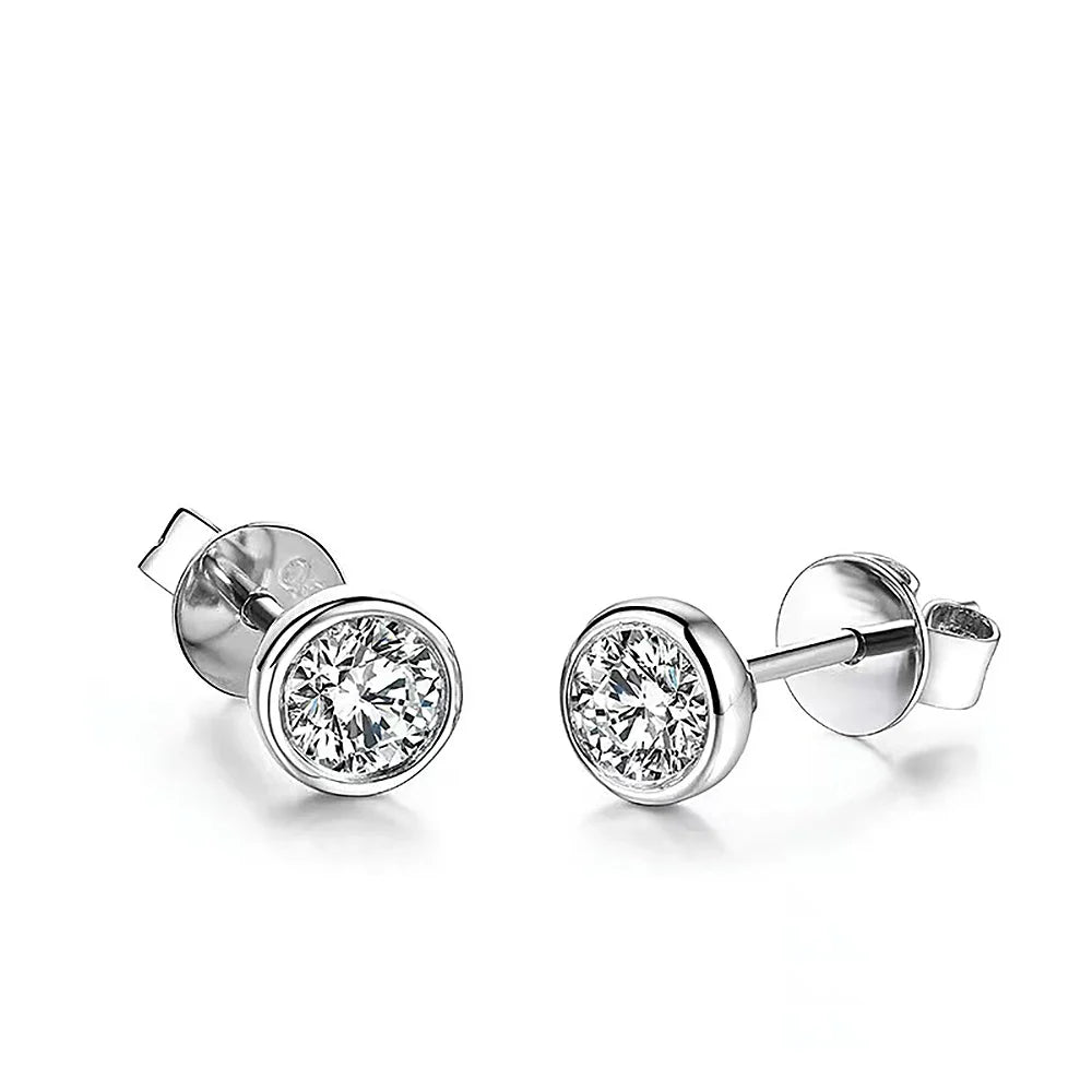 0.3/0.5 Round Cut Lab Diamond Moissanite Stud Earrings For Women Men S925 Sterling Silver Rhodium Plated Earring Wholesale