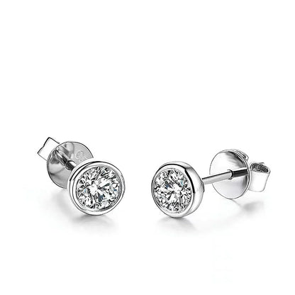 0.3/0.5 Round Cut Lab Diamond Moissanite Stud Earrings For Women Men S925 Sterling Silver Rhodium Plated Earring Wholesale