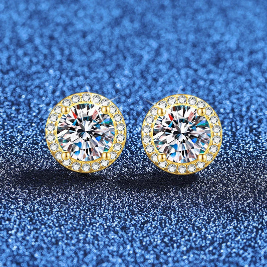 0.5ct 1ct 2ct Moissanite Stud Earrings For Women Party Bridal S925 Sterling Silver with Gold Plated Lab Diamond Earring
