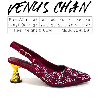 Elegant Rhinestone Pointed-Toe Pumps With Matching Bag Set Large Capacity Bag for Women's Party High Heels