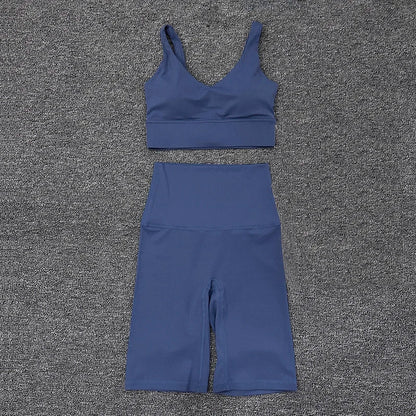 Nylon Short Sets Womens Clothing Sports Bra Cycling Shorts Workout Set Women's Tracksuit Gym Yoga Sexy Outfit Women 2023