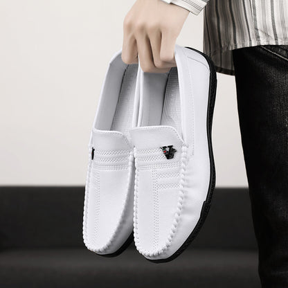 New White Black Leather Men Casual Shoes Luxury Brand Formal Dress Shoes Designer Men Loafers Breathable Slip on Driving Shoes
