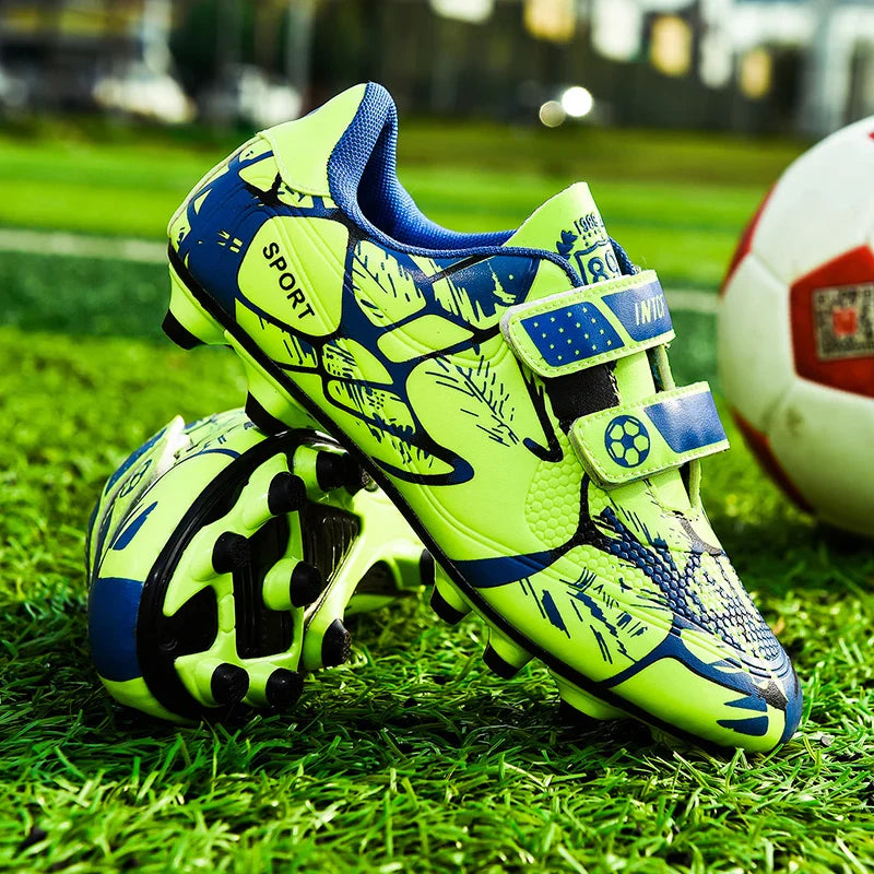 Kids Soccer Shoes HOOK&LOOP Football Sports Shoes Boy Outdoor Non-Slip Training Shoes Child Lightweight Children's Soccer Cleats