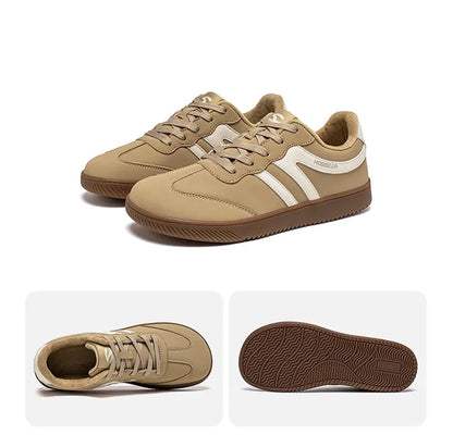 Wide Toe Shoes Unisex Artificial Leather Faux Fur Lined Sneakers Casual Retro Lace Up Shoes for Women Men