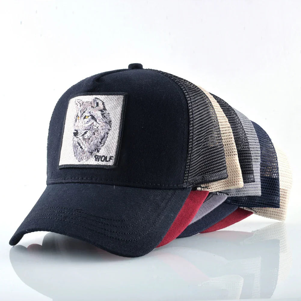 Baseball Cap With Embroidery Wolf Patch Men's Snapback Baseball Hat Four Seasons Outdoor Fashion Visor Caps Women Casual Cap