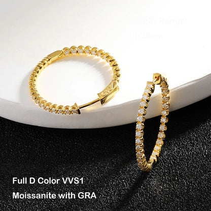 Luxury Designer D Color Full 2mm Moissanite Hoop Earrings For Women Party S925 Silver Plated 18K Gold Diamond Earring Gift