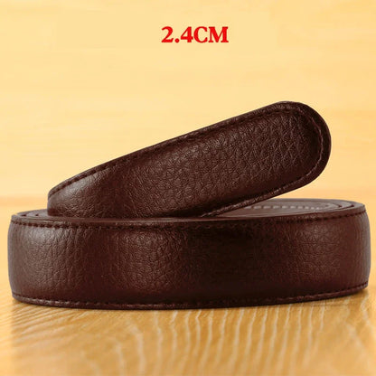 Men Women 2.4 2.8 3.0 3.5 cm Wide Belt No Buckle for Automatic Buckle High Quality PU Leather Belts Body Straps without Buckle