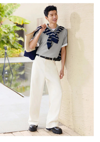 Polo Shirt Men Moisture Wicking Solid Color Short Sleeve T-Shirt 2025 Summer New Slim Fit Top for Active Wear