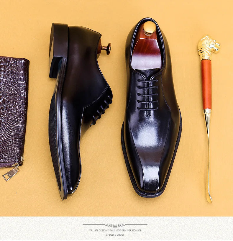 Italian Luxury High Quality Elegant Male Natural Genuine Leather Social Shoes Office Career Business Formal Solid Oxfords Shoes