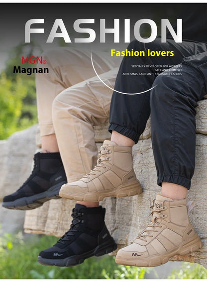 Camouflage Safety Boots Men and Women Work Indestructible Shoes Climbing Steel Toe Protective Boots Anti-puncture Safety Shoes